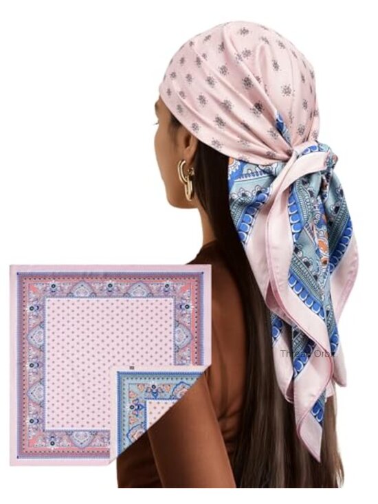 Accessories - 35" Reversible Head Scarf Polyester Twill Like Silk Bandana Hair Wrap